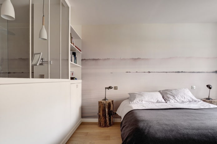 natural landscape at the head of the bed