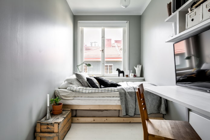 small bedroom in Scandinavian style