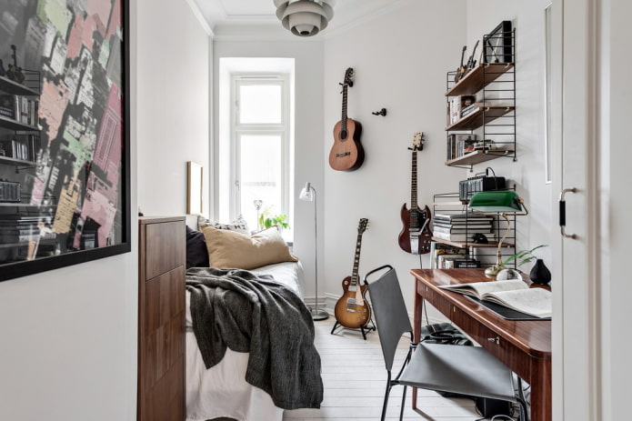 walls with guitar-shaped decor