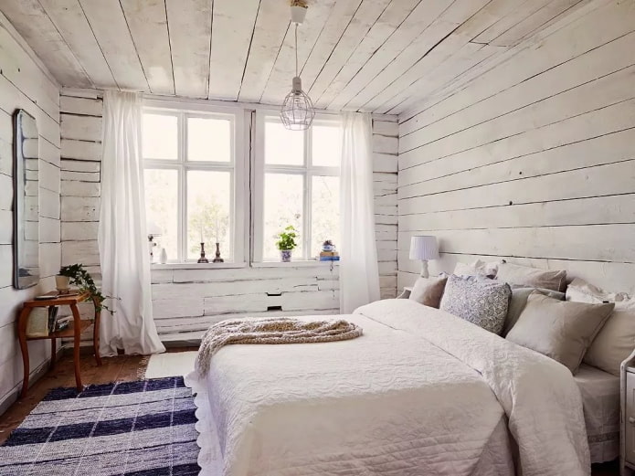 timber walls in the bedroom