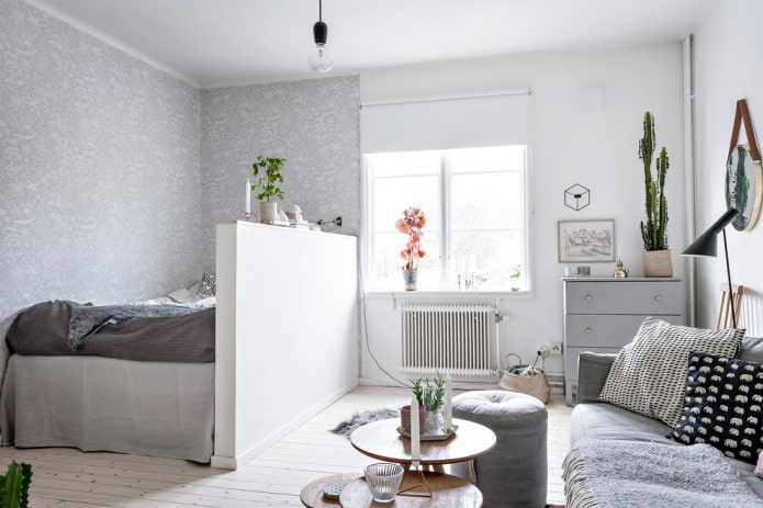 bed behind the partition