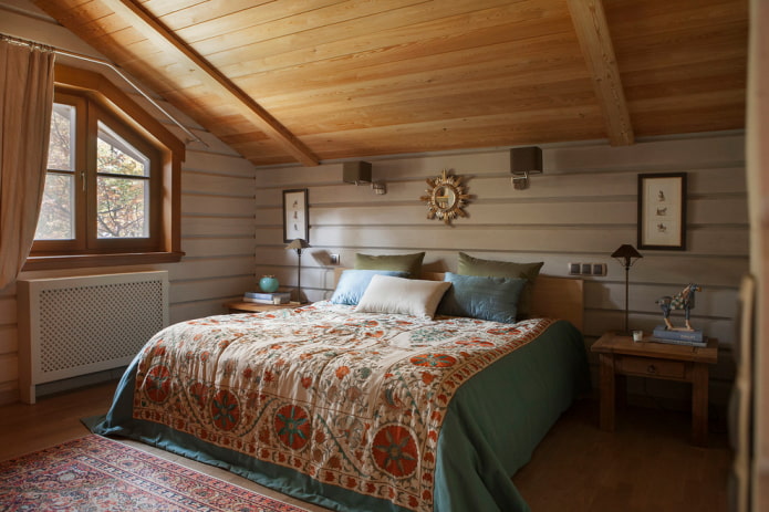textiles and decor in the bedroom in country style