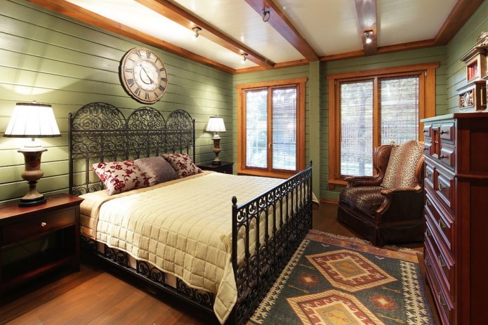 lighting in the bedroom in country style