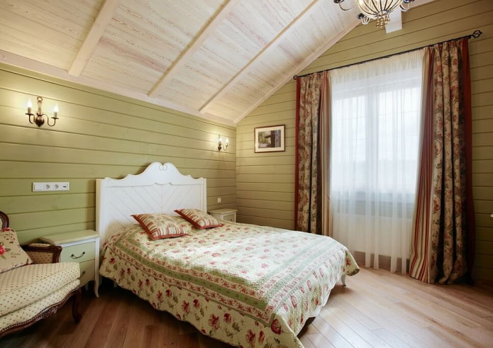 textiles and decor in the bedroom in country style