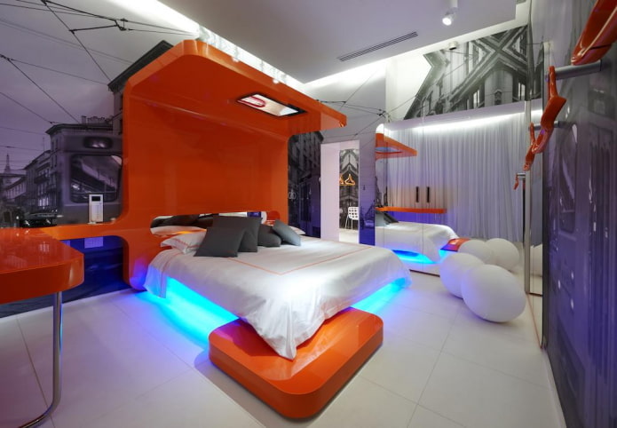 furniture in the bedroom interior in high-tech style