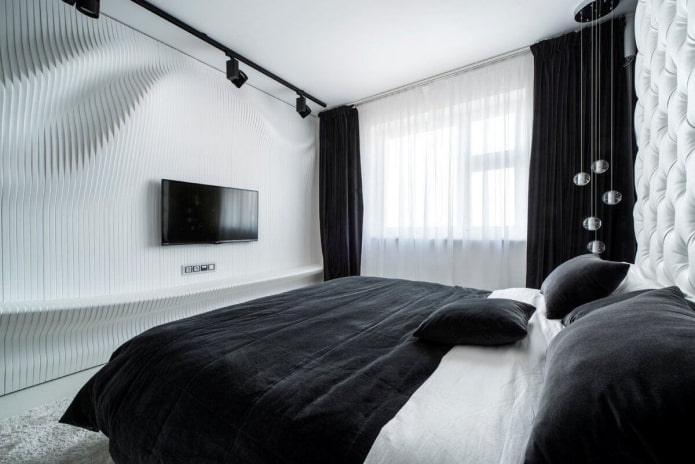 bedroom decoration in high-tech style