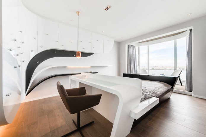 furniture in the bedroom interior in high-tech style