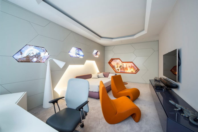 bedroom interior design in hi-tech style