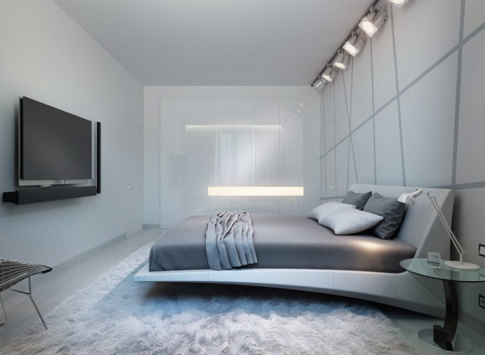 color palette of the bedroom in the hi-tech style
