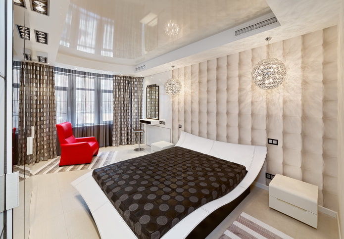 bedroom decoration in high-tech style