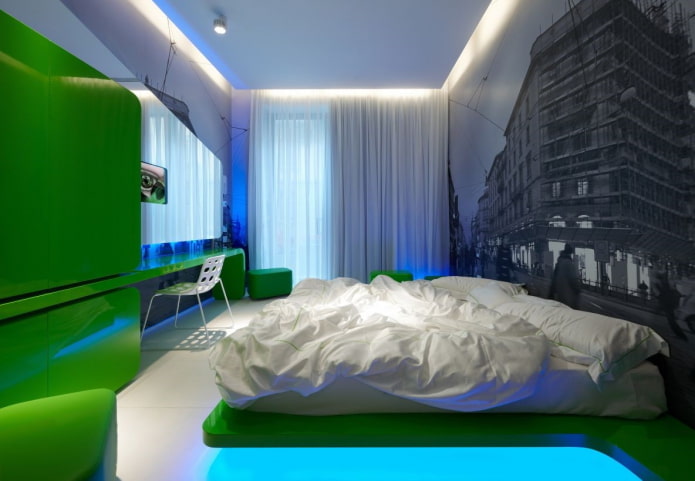 furniture in the bedroom interior in high-tech style