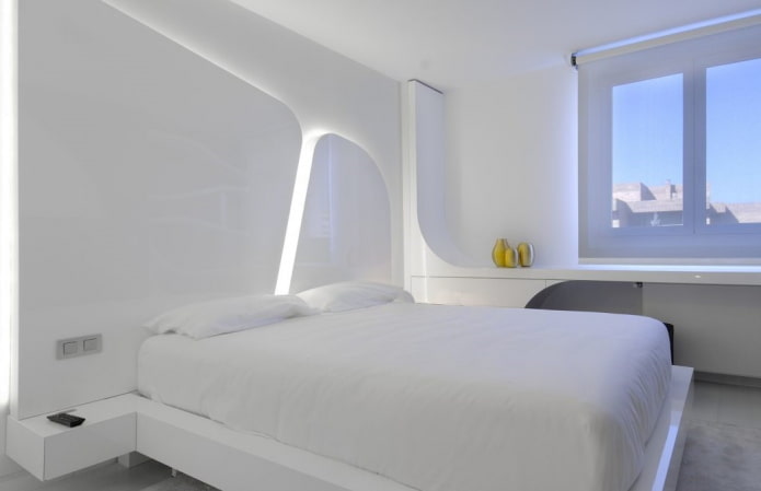 color palette of the bedroom in the hi-tech style