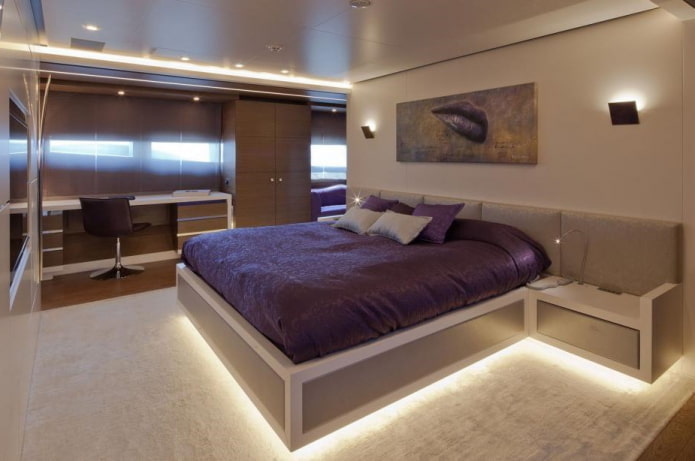 bedroom interior design in hi-tech style