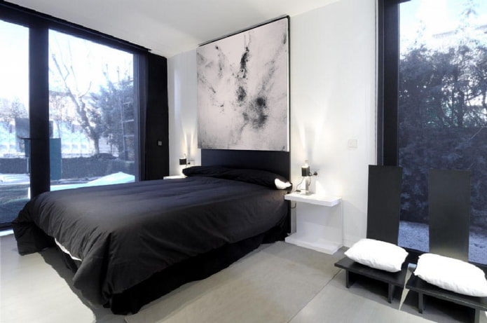 bedroom decor in high-tech style