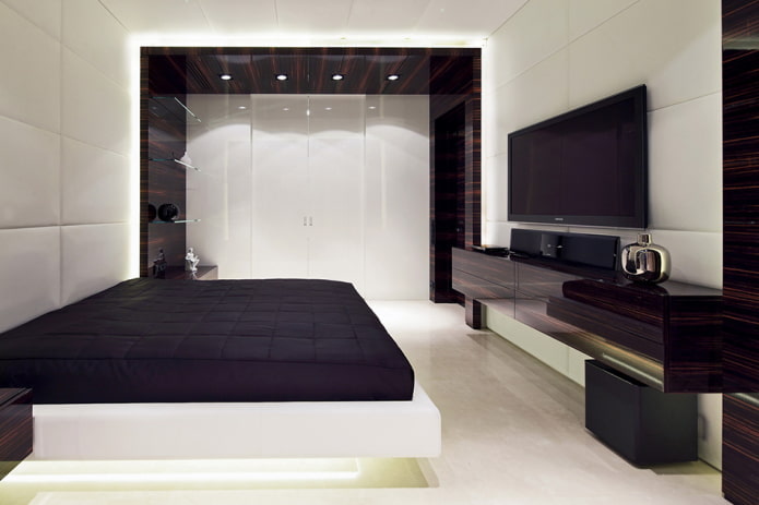 bedroom decor in high-tech style