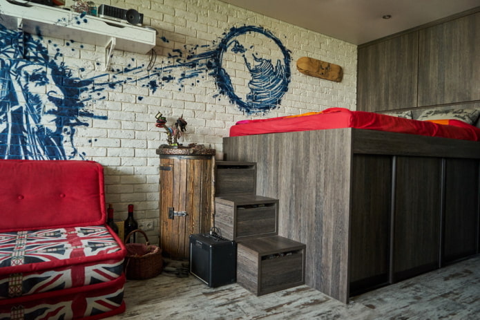 teen bedroom in industrial style