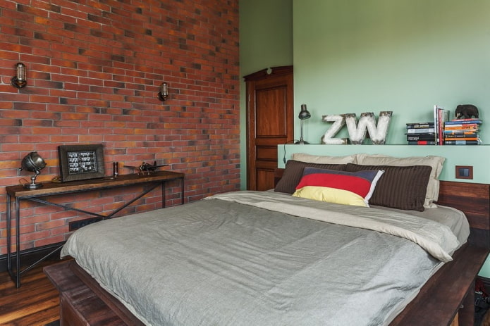 wall decoration in the bedroom in industrial style