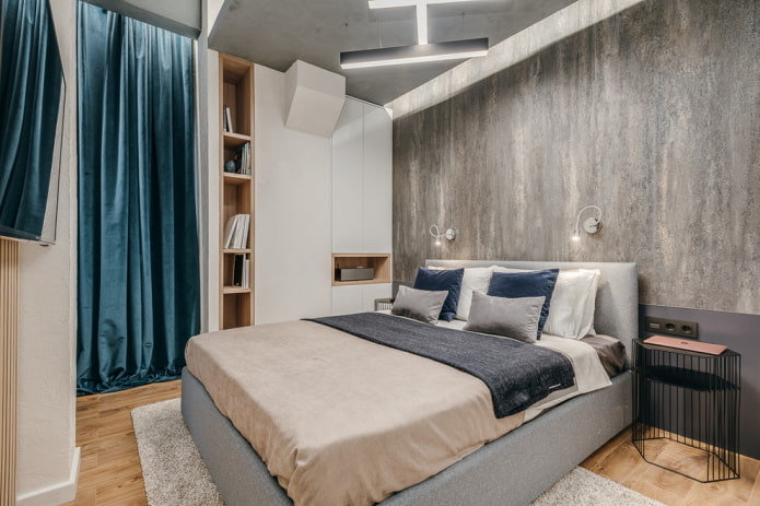 color scheme of a bedroom in an industrial style