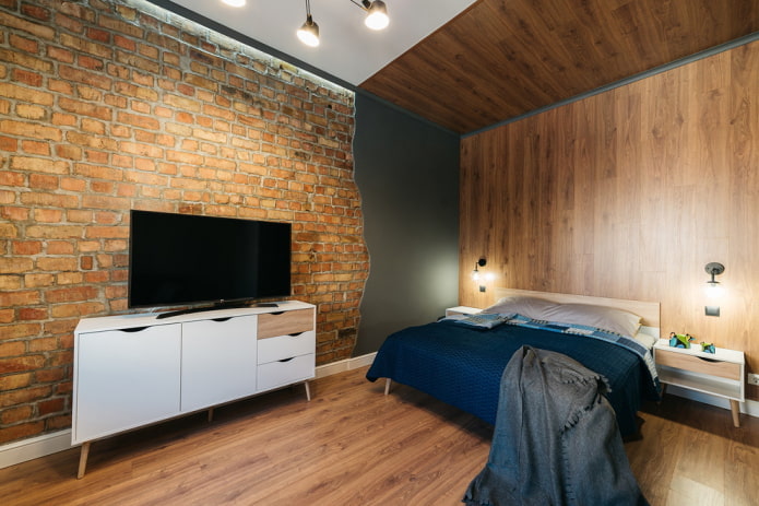 wall decoration in the bedroom in industrial style