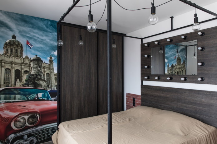 small bedroom design in industrial style
