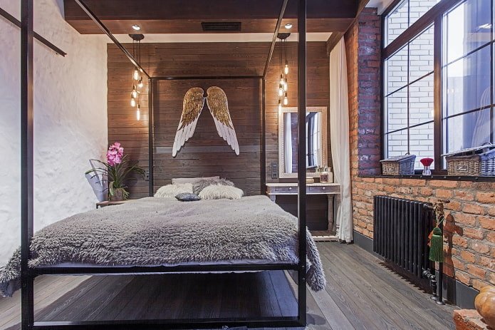 women's bedroom in industrial style