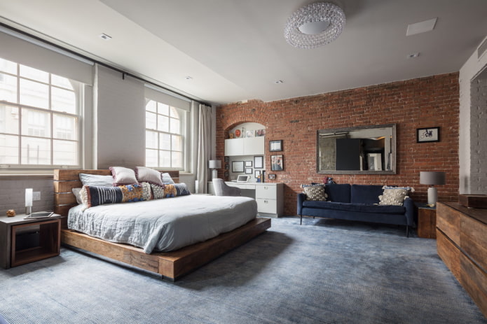 floor finishing in the bedroom in industrial style