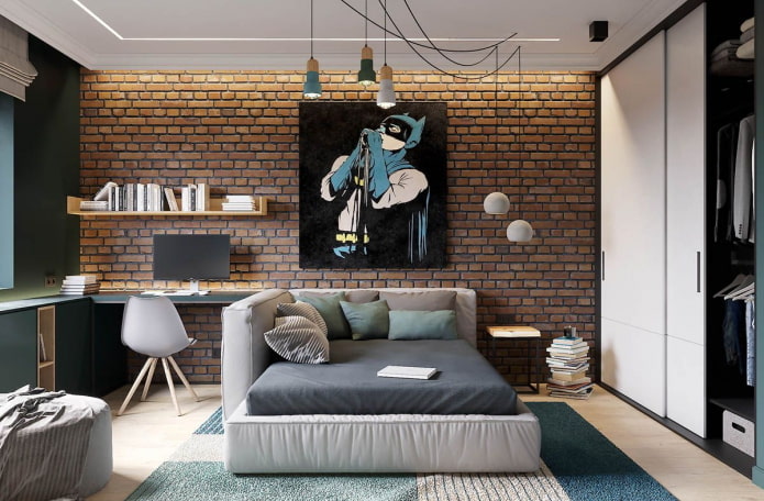 teen bedroom in industrial style