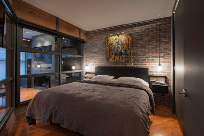 Masculine bedroom in industrial style