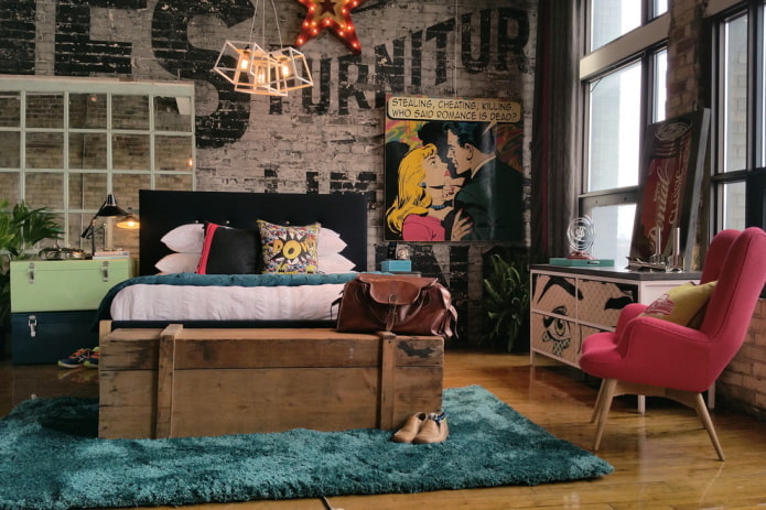 teen bedroom in industrial style