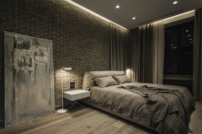Masculine bedroom in industrial style