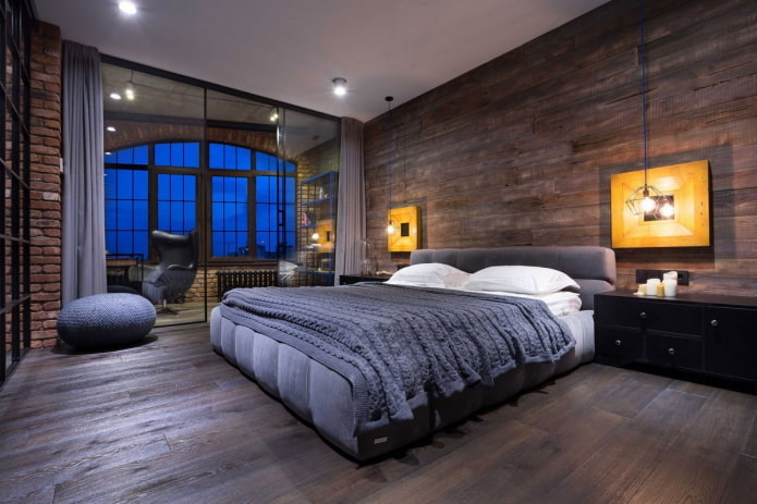 Masculine bedroom in industrial style