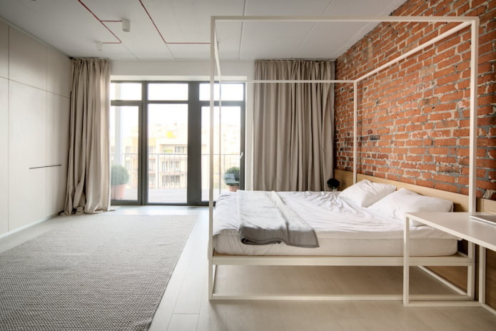industrial style bedroom with minimalist elements