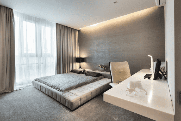 color scheme of the bedroom in a minimalist style