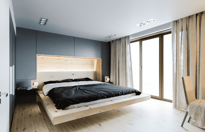 textiles in the interior of the bedroom in a minimalist style
