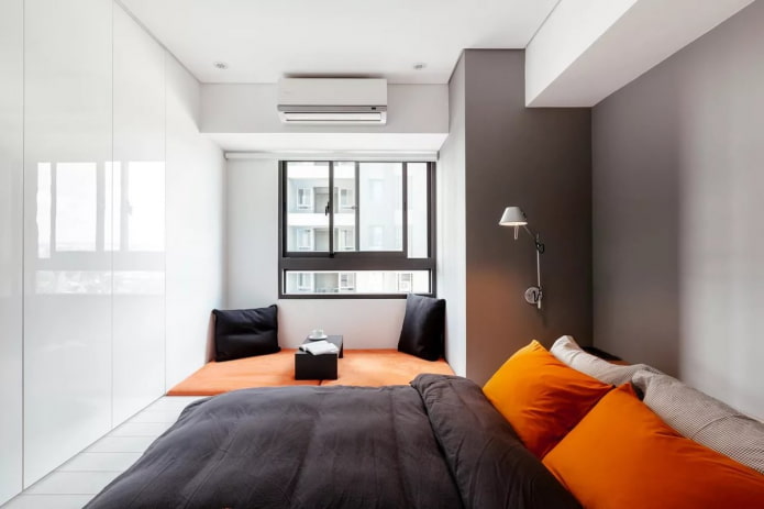textiles in the interior of the bedroom in a minimalist style
