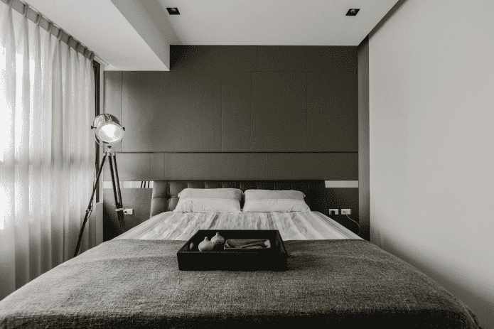 lighting in the interior of the bedroom in a minimalist style