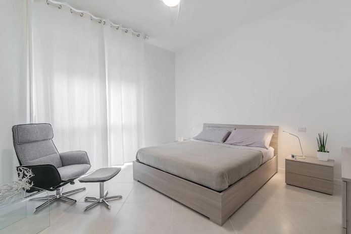 furniture in the interior of the bedroom in a minimalist style