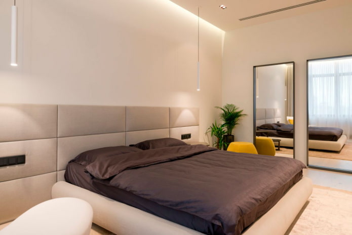 decor in the interior of the bedroom in a minimalist style