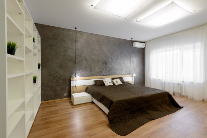 lighting in the interior of the bedroom in a minimalist style stylistics