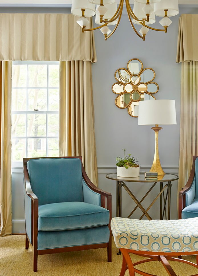 Soft armchair and glass table