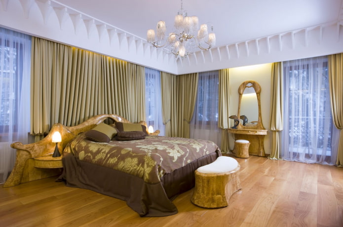 Bedroom in golden tones