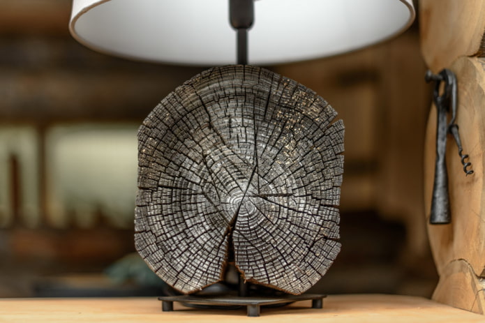 Lamp stand made of sawn wood