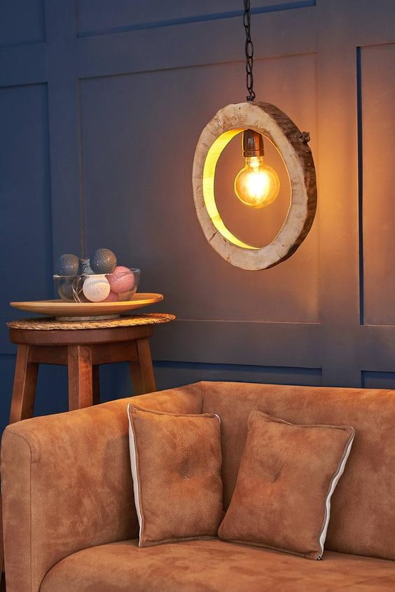 Lamp made of sawn wood