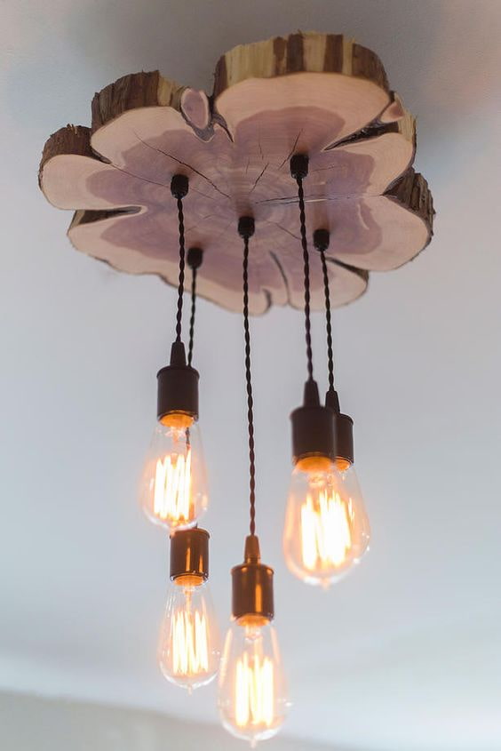Lamp made of sawn wood