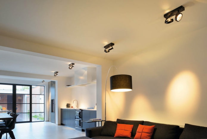spots on a bracket in the interior design