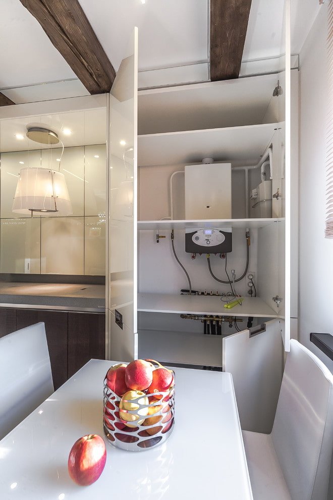 Pipes behind the cabinets