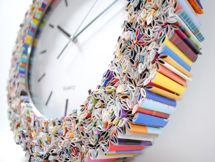 wall clock frame from old magazines
