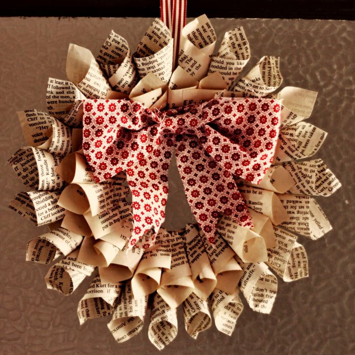 Newspaper Christmas wreath