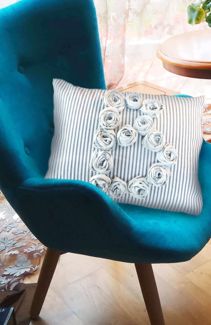 Pillow with fabric letters