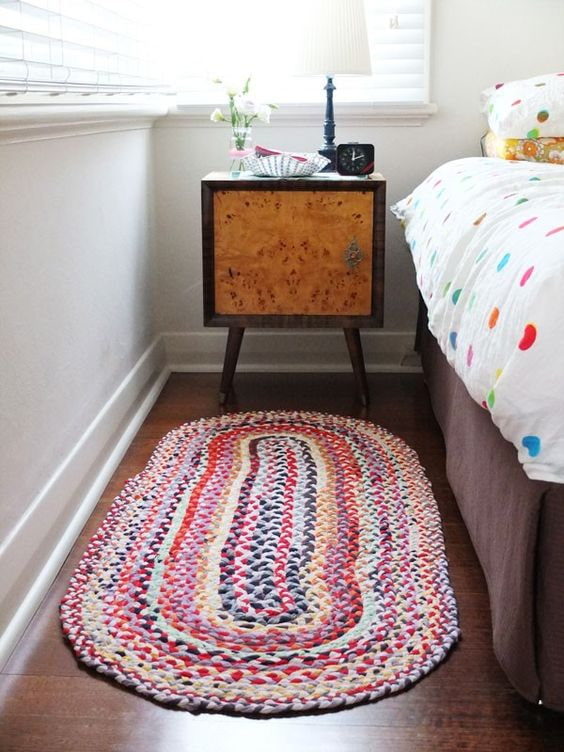 Homemade rug from old sheets